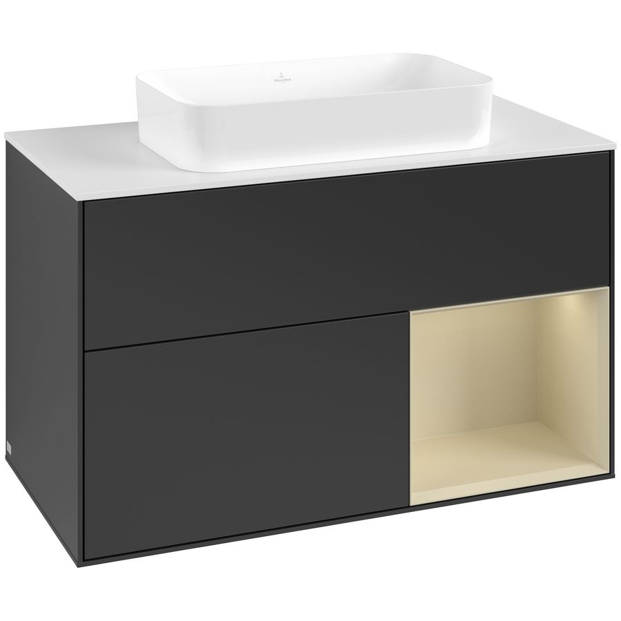 Wastafelonderkast Finion 1000x603x501mm Black Matt Lacquer G661HJPD