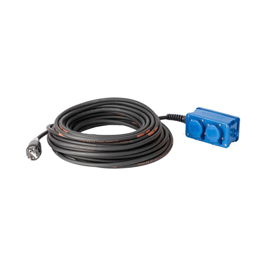 Verlengkabel 10mtr. H07RN-F 3G2,5mmtr.ono 2x2 blauw