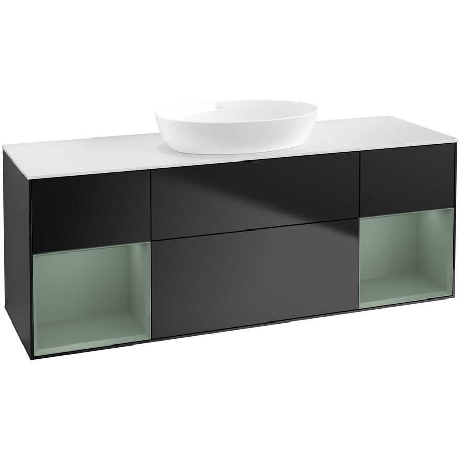 Wastafelonderkast Finion 1600x603x501mm Black Matt Lacquer GD01GMPD