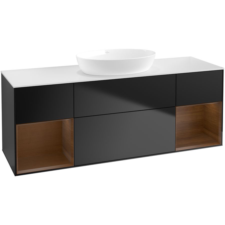 Wastafelonderkast Finion 1600x603x501mm Black Matt Lacquer GD01GNPD