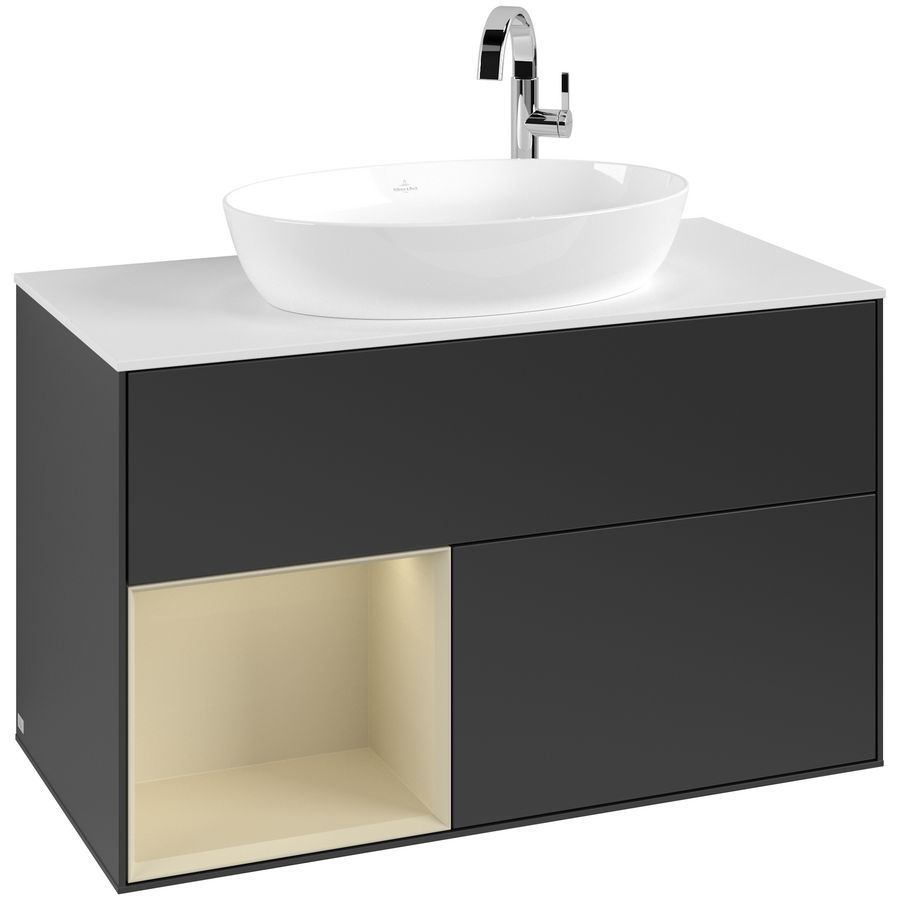 Wastafelonderkast Finion 1000x603x501mm Black Matt Lacquer G891HJPD