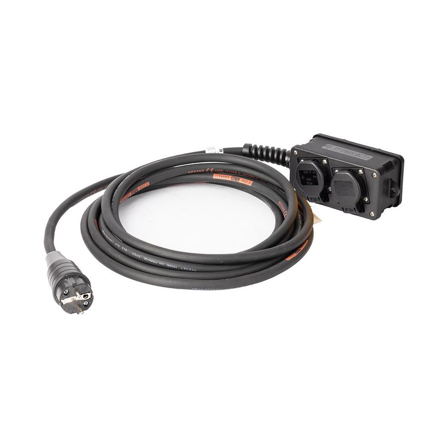 Verlengkabel 5mtr. H07RN-F 3G2,5 randaarde 2x2 zwart krimpkous