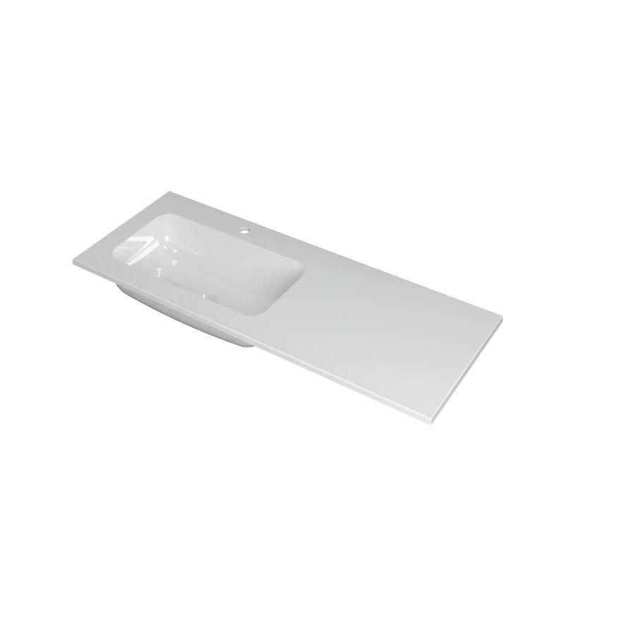 INK Faktor Wastafel polystone li 1 kraangat GL wit 120x45