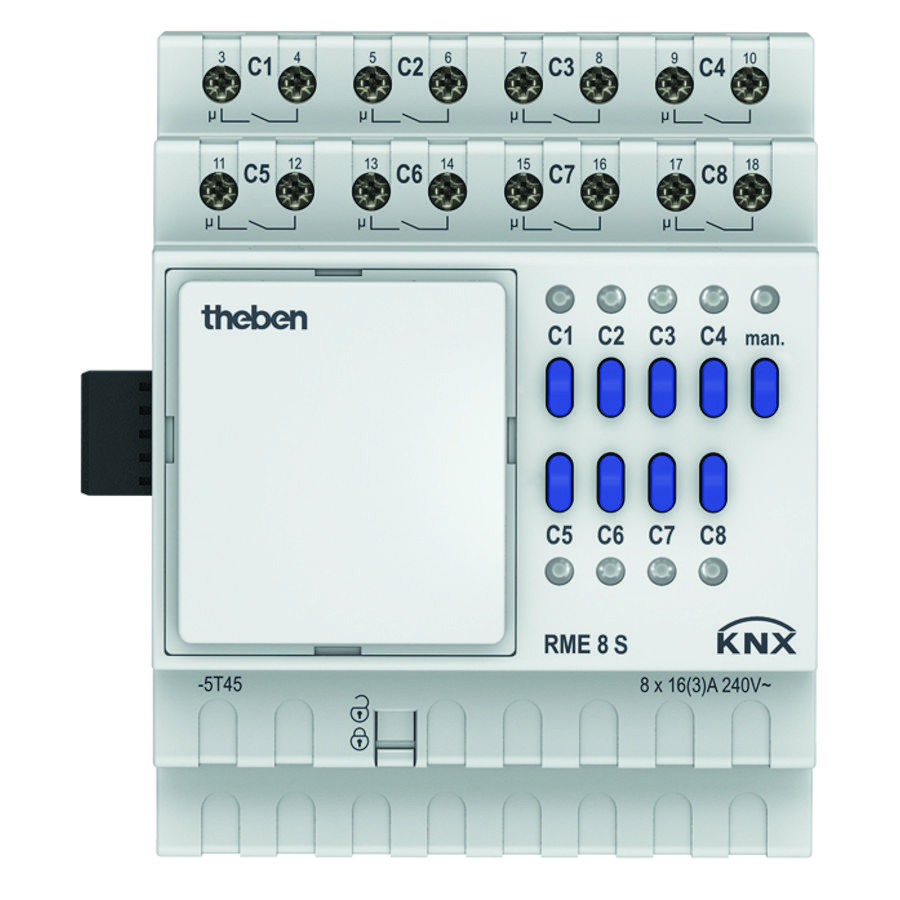 8-voudige schakelactor 16A uitbreidingsmodule RME 8X KNX