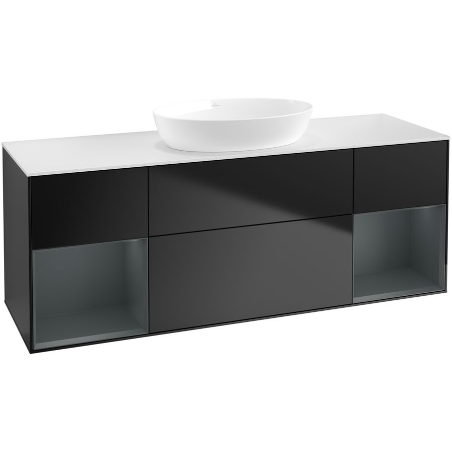 Wastafelonderkast Finion 1600x603x501mm Black Matt Lacquer GD01HGPD