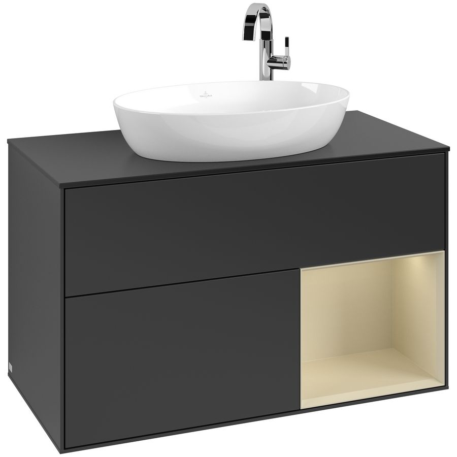 Wastafelonderkast Finion 1000x603x501mm Black Matt Lacquer G902HJPD