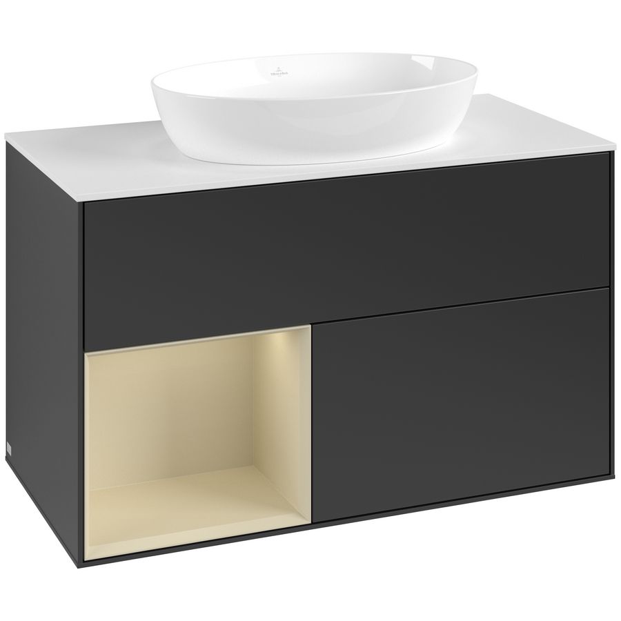 Wastafelonderkast Finion 1000x603x501mm Black Matt Lacquer GA11HJPD