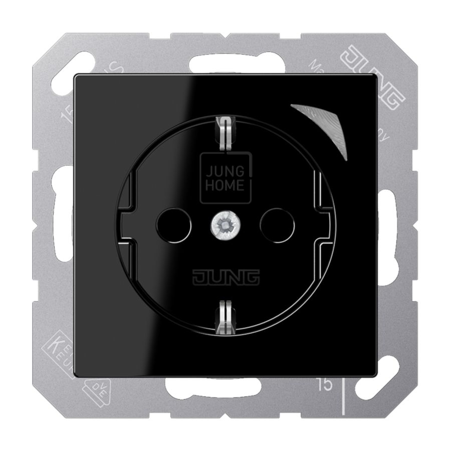 Wandcontactdoos A(S)500 zwart Saf.+ HOME