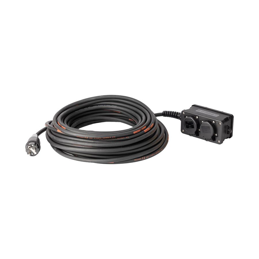 Verlengkabel 25mtr. H07RN-F 3G2,5 randaarde 2x2 zwart krimpkous