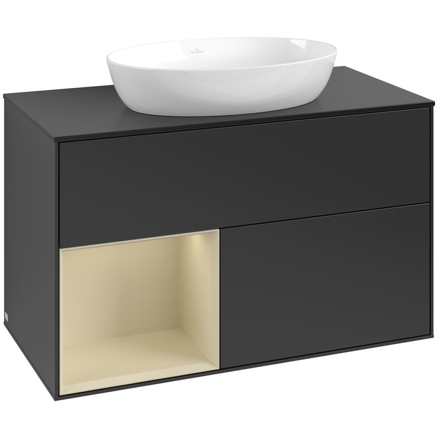 Wastafelonderkast Finion 1000x603x501mm Black Matt Lacquer GA12HJPD