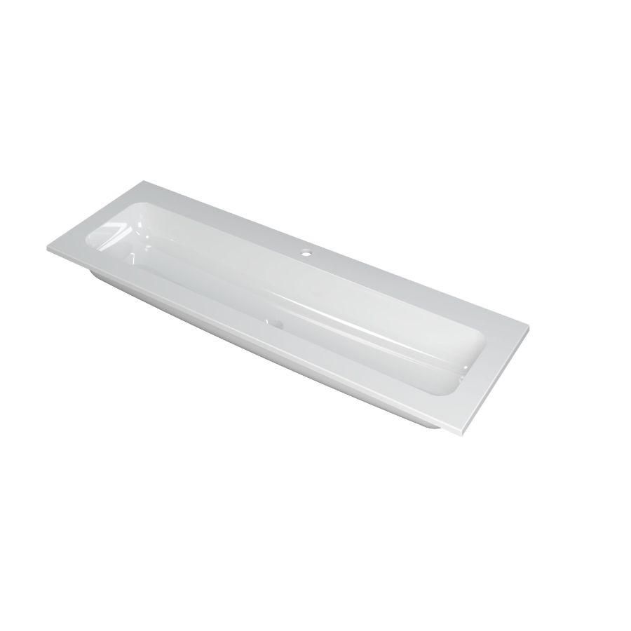 INK Faktor Wastafel polystone centr. 1 kraangat GL wit 140x45