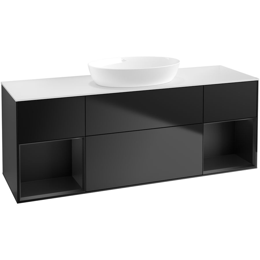 Wastafelonderkast Finion 1600x603x501mm Black Matt Lacquer GD01PDPD