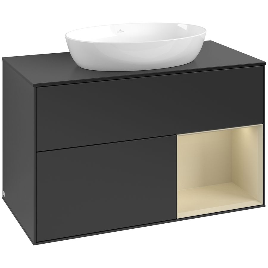 Wastafelonderkast Finion 1000x603x501mm Black Matt Lacquer GA22HJPD