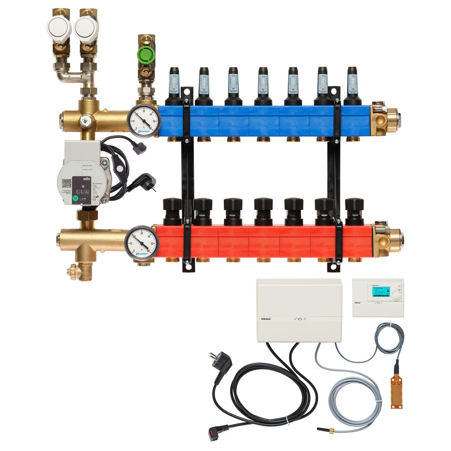 Vloerverw.verdeler 4851 3-pijps E-pomp BA. 10-145l/u 7-groeps