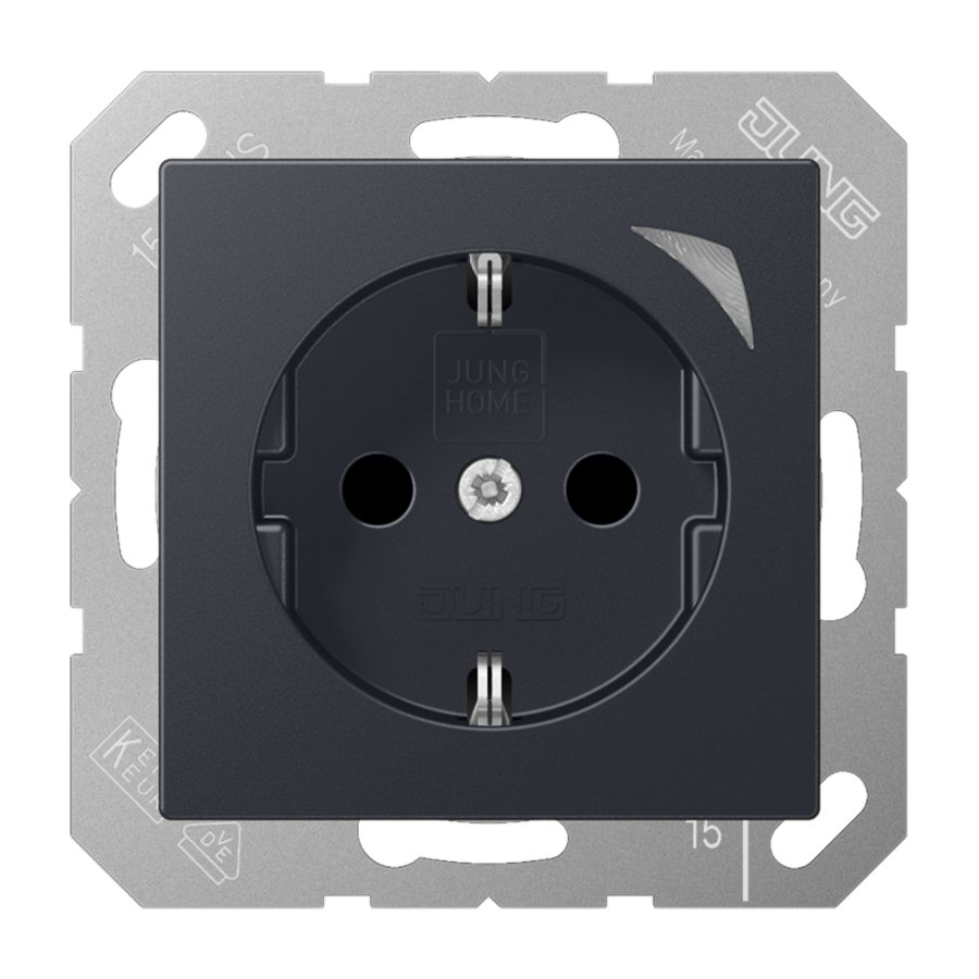 Wandcontactdoos A500 antranciet mat Saf.+ HOME