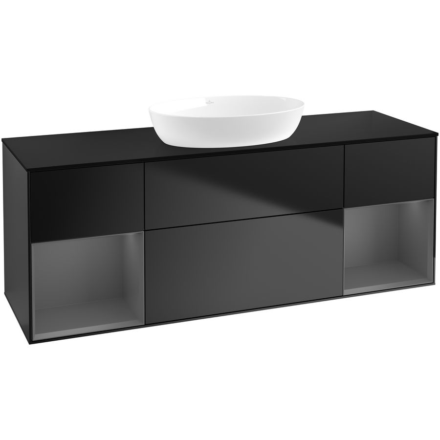 Wastafelonderkast Finion 1600x603x501mm Black Matt Lacquer GD02GKPD