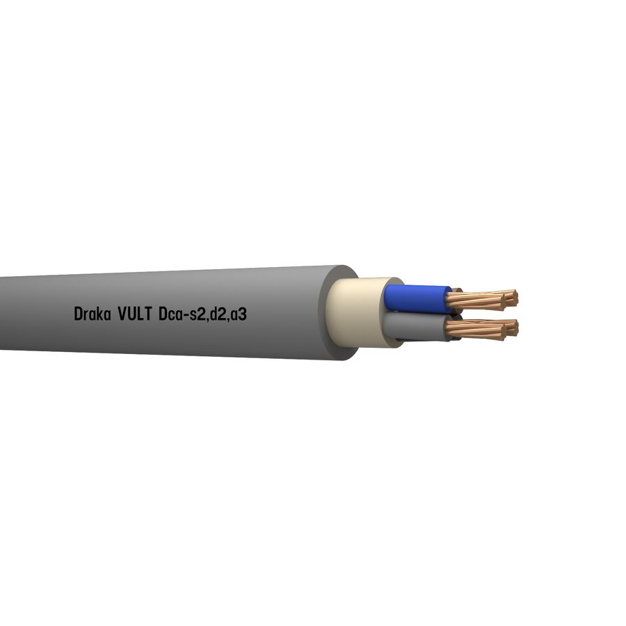 Haspel a 500m. installatiekabel VULT YMvK Dca 0,6/1kV gy# 4x10mm² s (blauw - bruin - zwart - grijs)