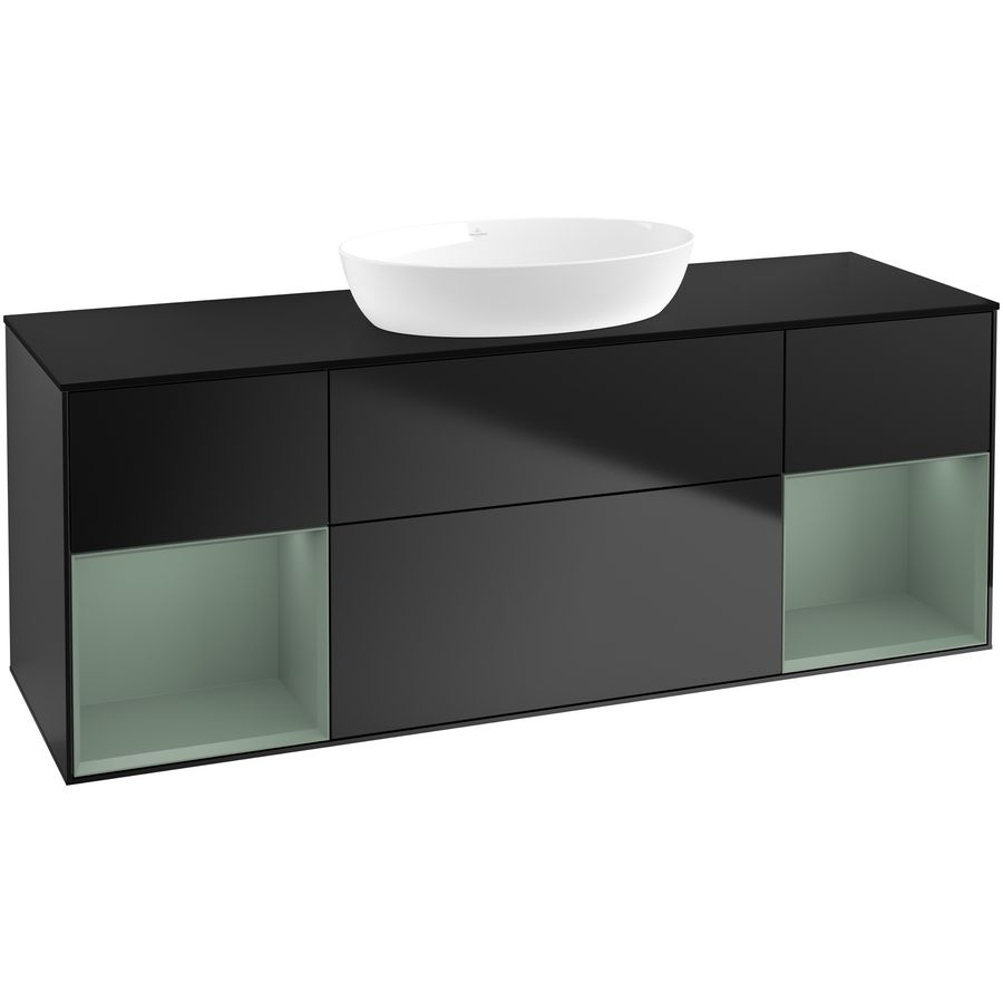 Wastafelonderkast Finion 1600x603x501mm Black Matt Lacquer GD02GMPD