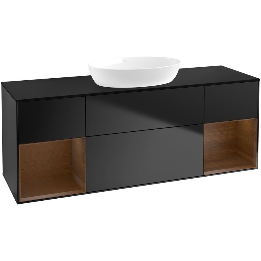 Wastafelonderkast Finion 1600x603x501mm Black Matt Lacquer GD02GNPD