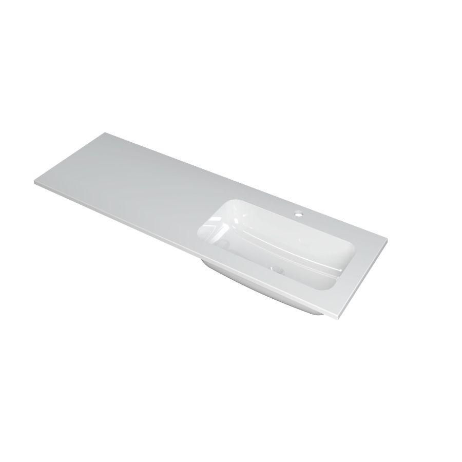 INK Faktor Wastafel polystone re 1 kraangat GL wit 140x45