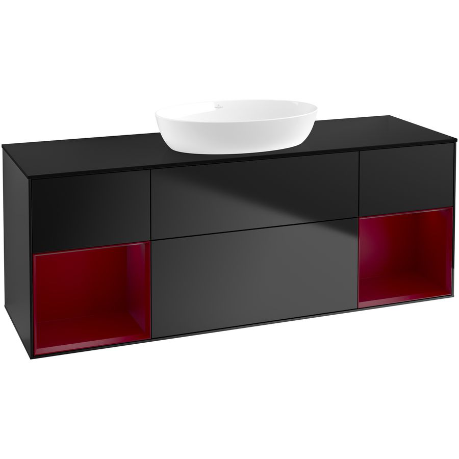 Wastafelonderkast Finion 1600x603x501mm Black Matt Lacquer GD02HBPD