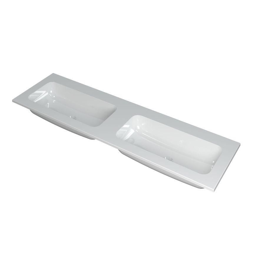 INK Faktor Wastafel polystone dbl zonder kraangat GL wit 160x45