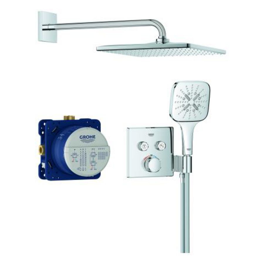 Grohtherm SmartControl Perfect inbouw shower set (2 knops) met Rainshower Mono 310 Cube vierkant (prof)