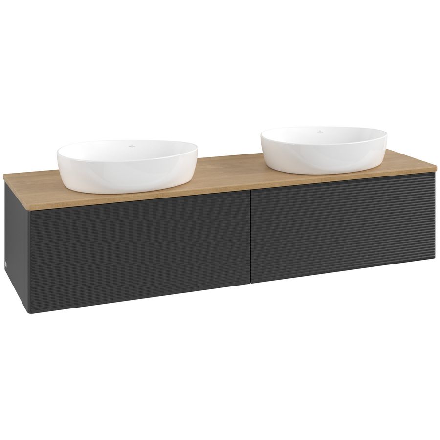 Wastafelonderkast Antao 1600x360x500mm Black Matt Lacquer L39111PD