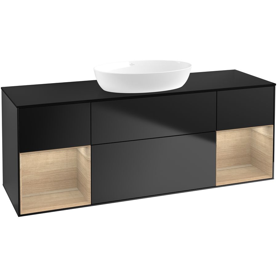 Wastafelonderkast Finion 1600x603x501mm Black Matt Lacquer GD02PCPD