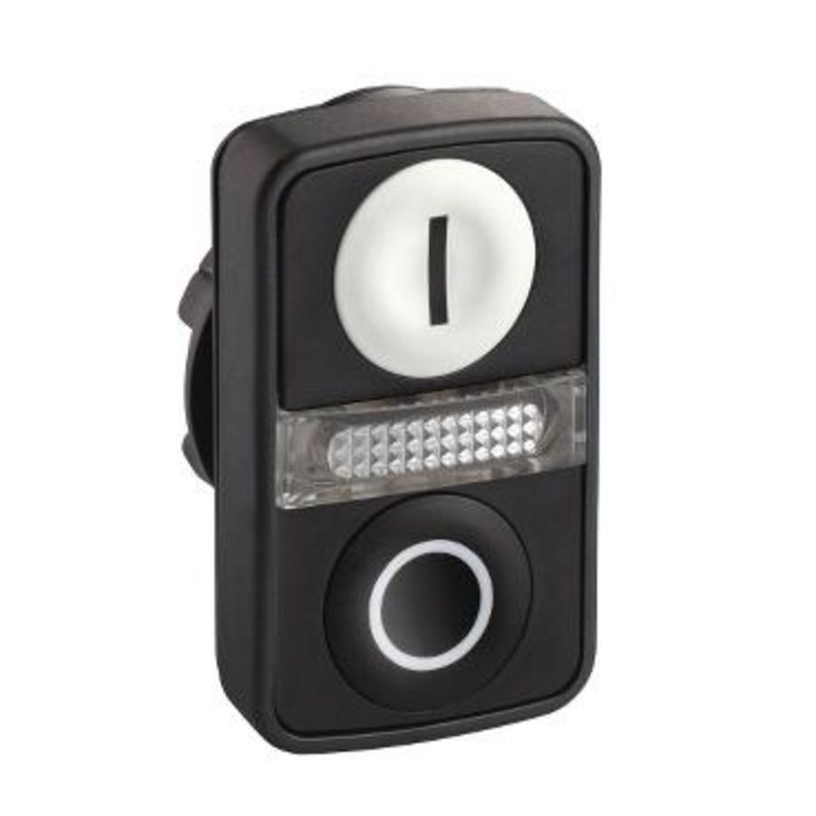 Dubbele kop drukknop Verlicht Verzonken 22mm Wit/z