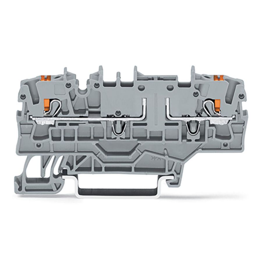 2-draads basisklem met drukknop en dwarsbrug oranje VVE=50