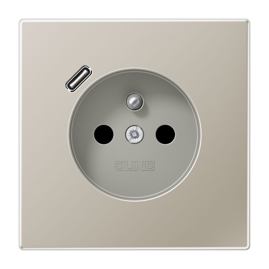 Wandcontactdoos penaarde + lader LS edelstaal USB C