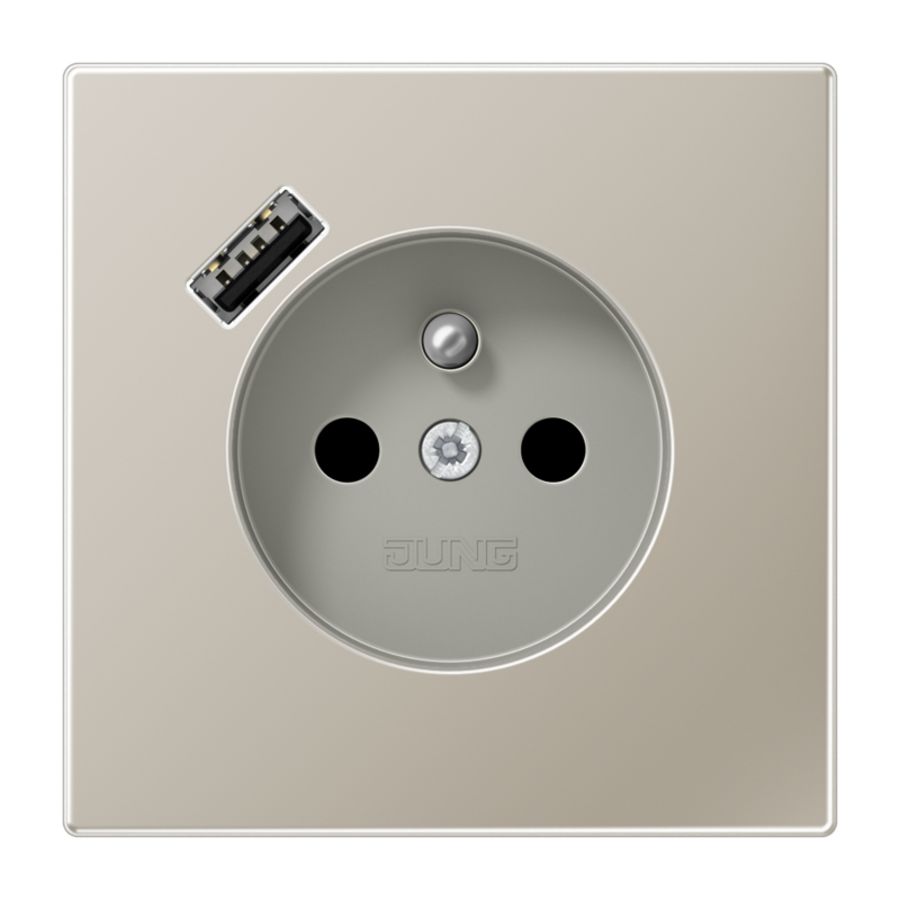 Wandcontactdoos penaarde + lader LS edelstaal USB A