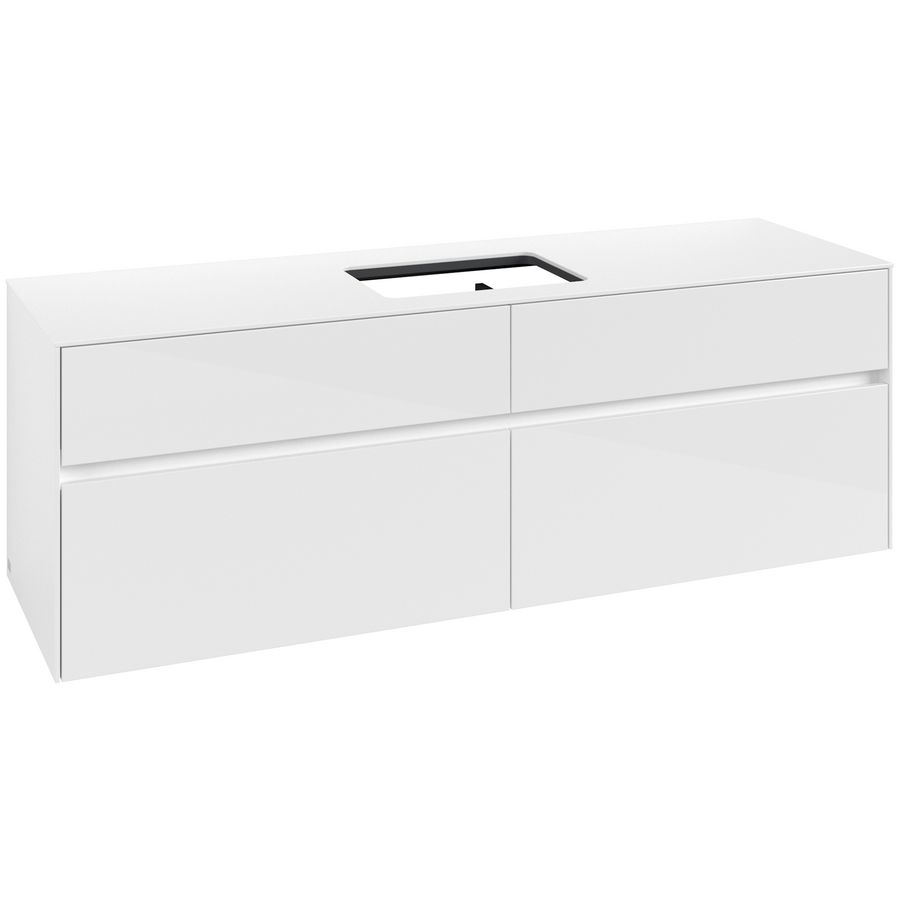 Wastafelonderkast Collaro 1600x548x500mm Glossy White C12000DH