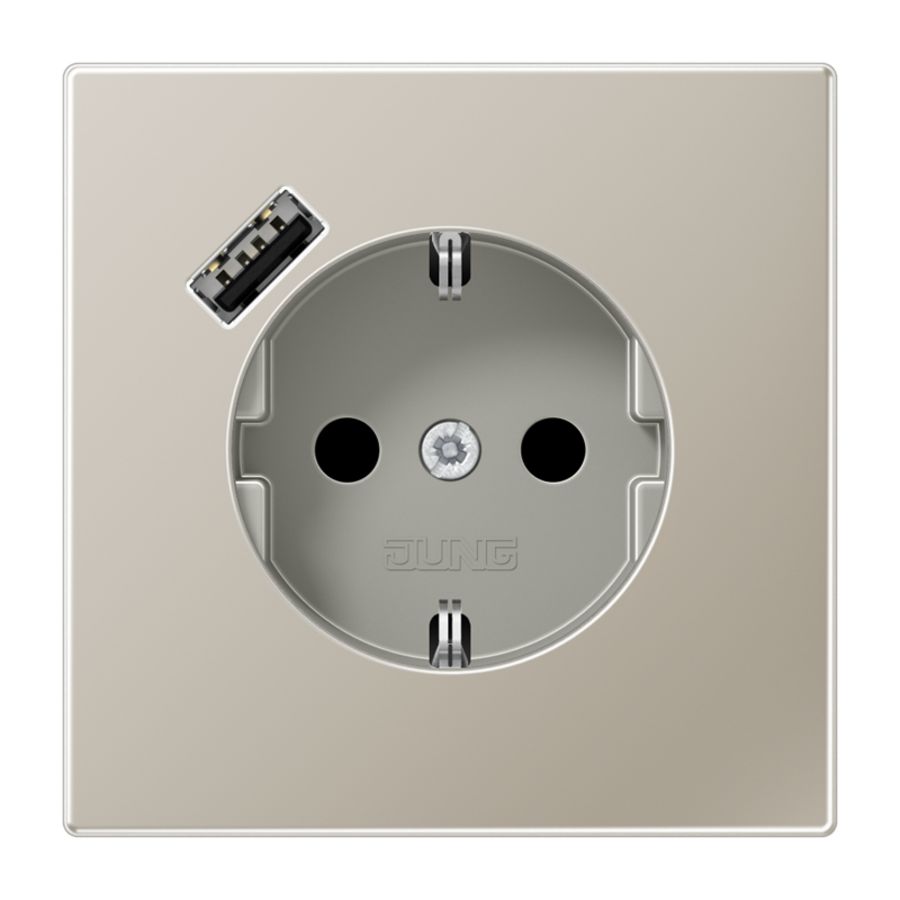 Wandcontactdoos + lader LS edelstaal USB A