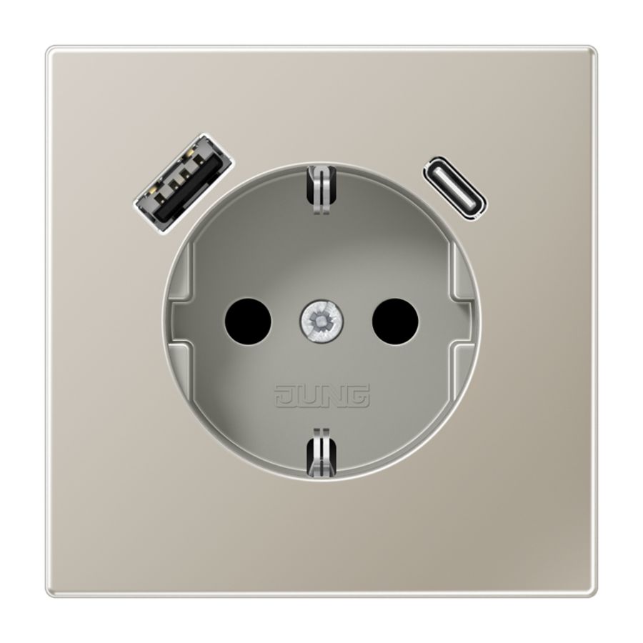 Wandcontactdoos + lader LS edelstaal USB A+C