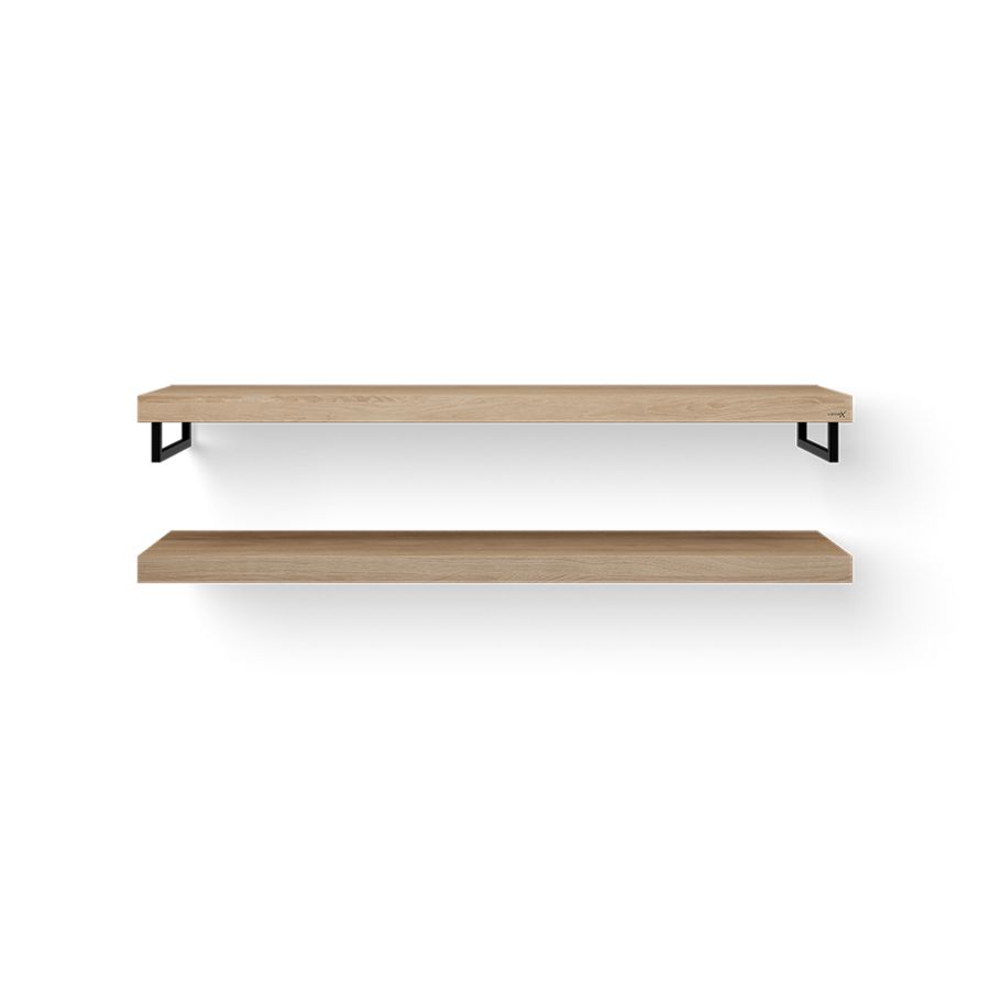 Wastafelblad-set Duo Wood eiken 160cm ophanging zwart