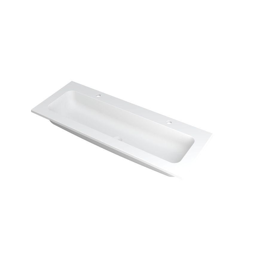 INK Faktor Wastafel polystone centr. 2 kraangat Mat wit 120x45