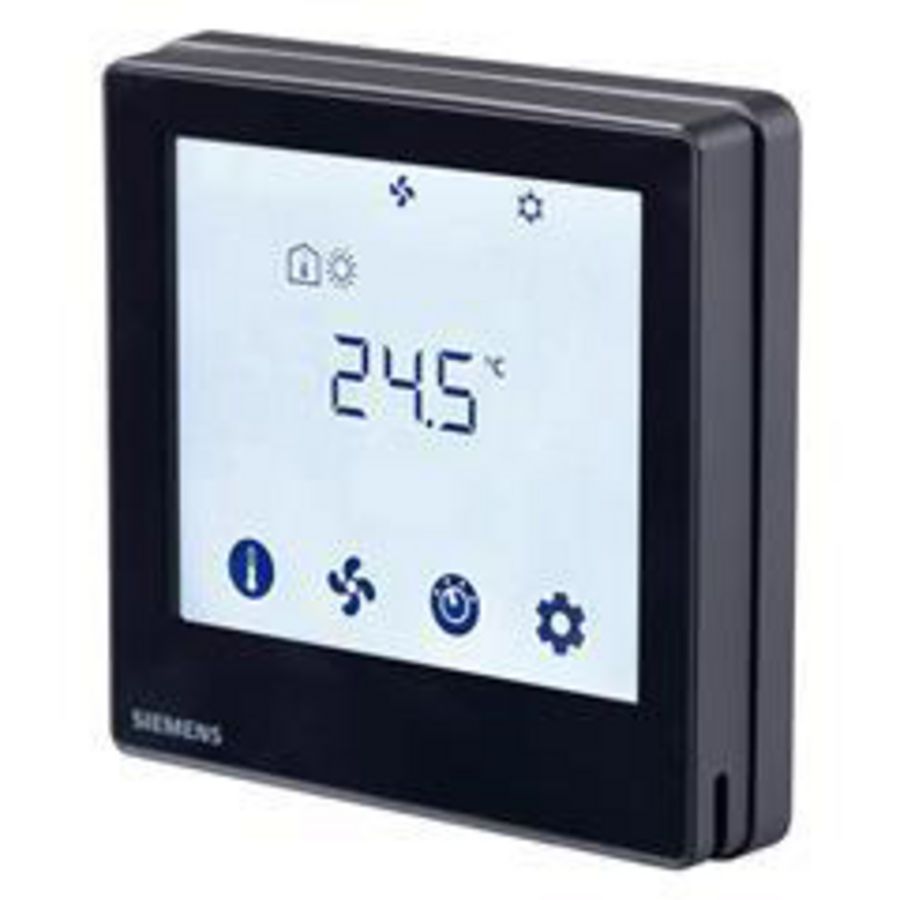 Touch screen ruimtethermostaat tbv 2-4- pijps fan coil zwart