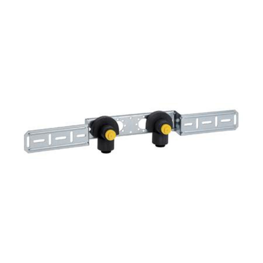 Muurplaat 2x hoh 153mm geluidisol op beugel brons 20x1/2"bn.dr. PUSHFIT insteek
