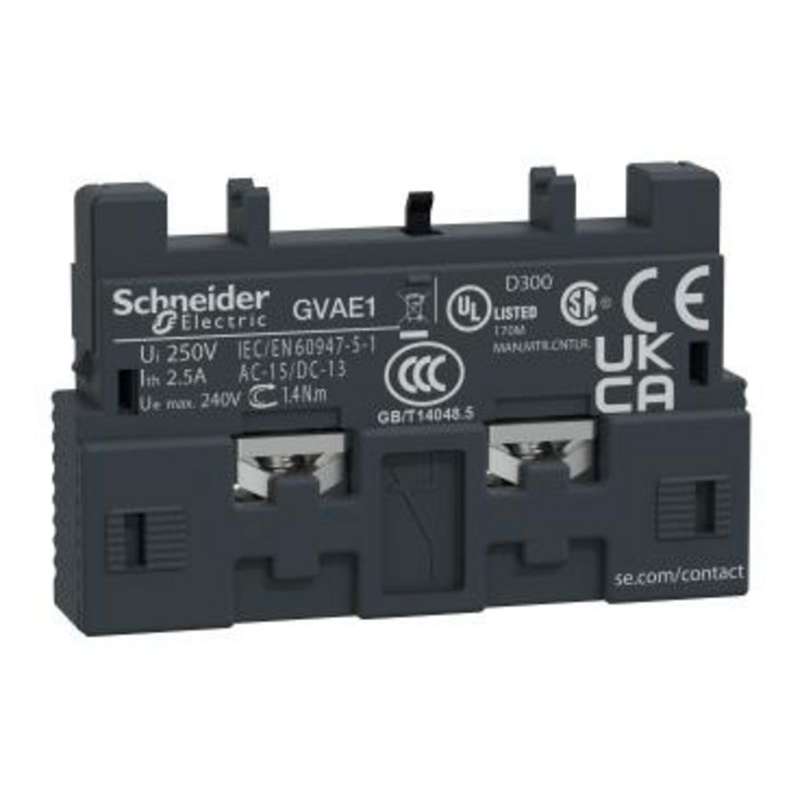 Hulpcontact N/O of N/C Voorzijde Set van 10 Accessoires GV