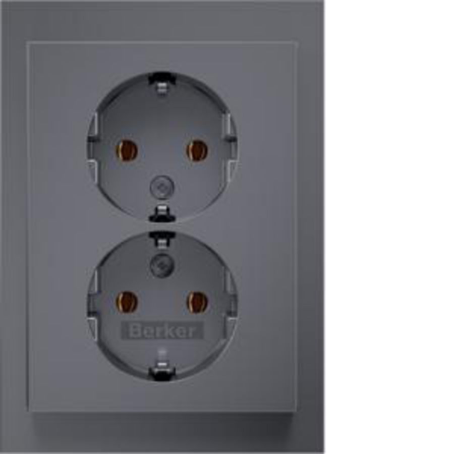 Wandcontactdoos RA 2V inb.doos hoog berker K.5 edelstaal