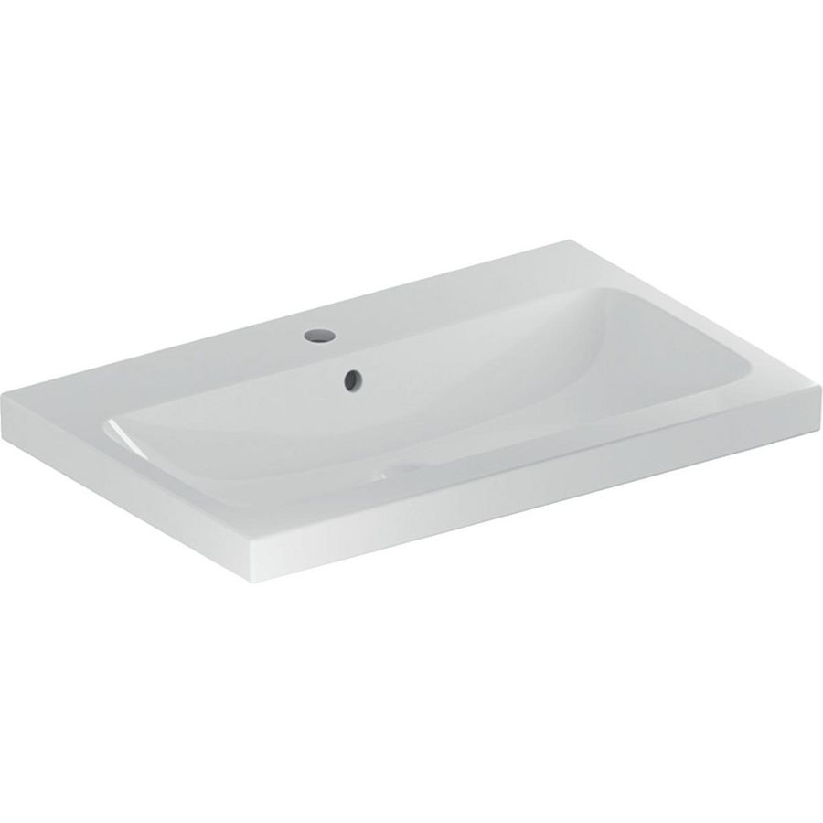 iCon Light wastafel 75x48cm met kraangat + overloop wit
