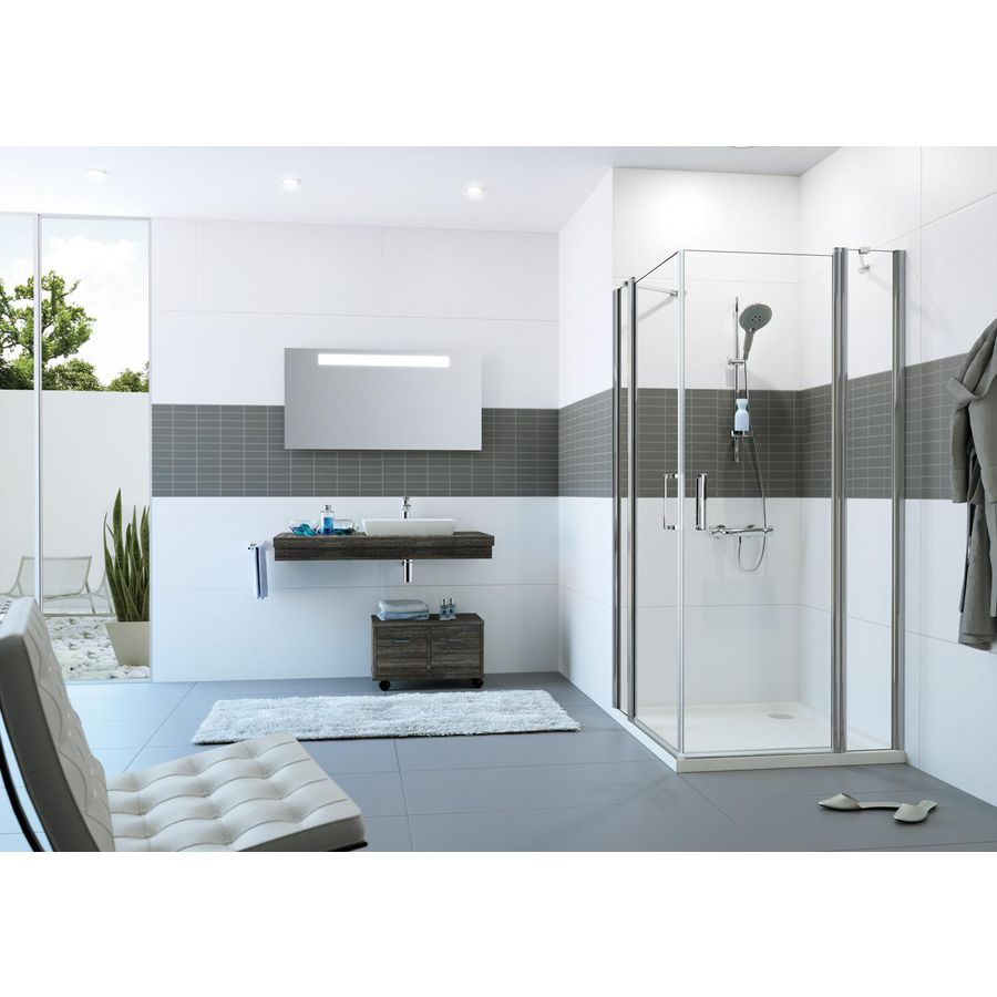 Zwaaideur Classics 2 hoekinstap 900x900mm (deel 1 van 2) zilver hoogglans antiplaque