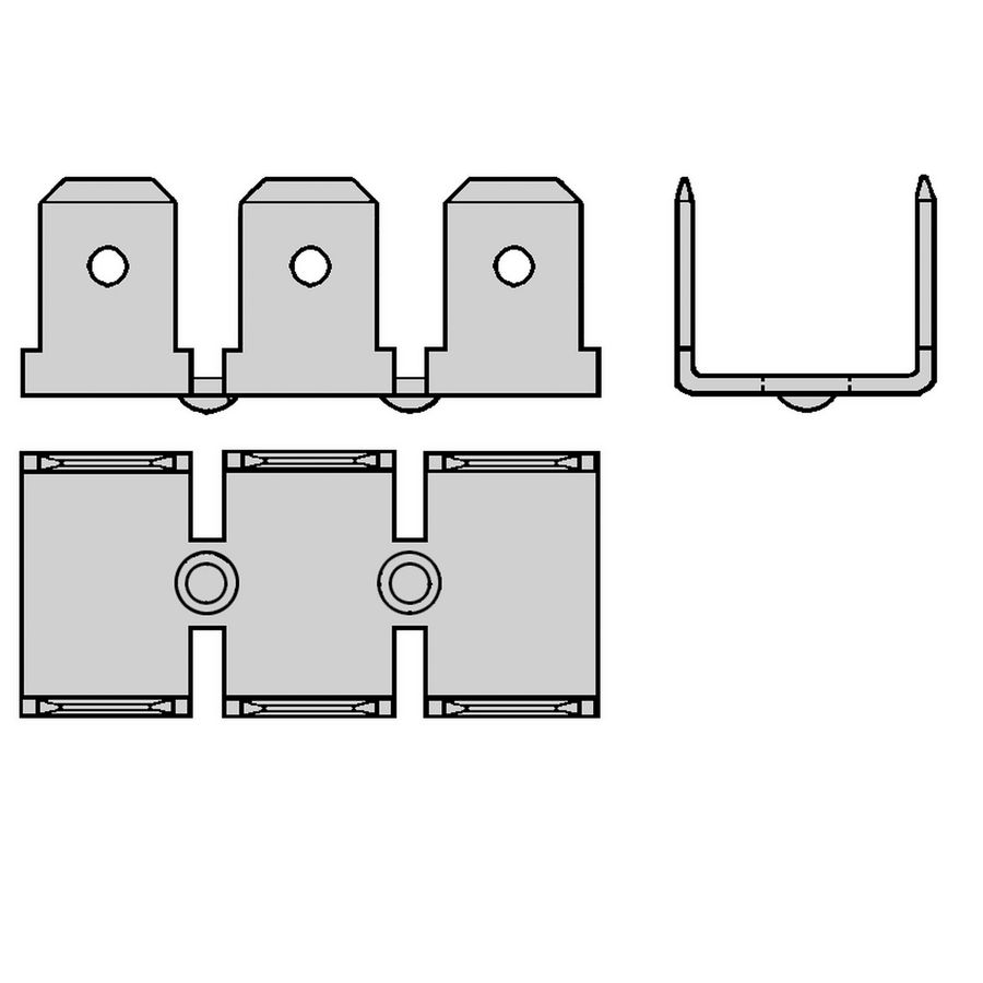 Kist a 100st. Vlakstekerhuls 6,3x0,8 gat M0 H=90° triple