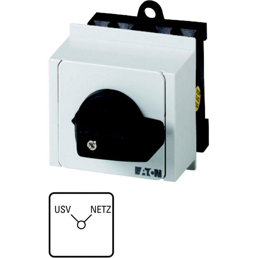 Omschakelaar 4 cont. 20A frontpl:USV-NETZ 90° vast verd.