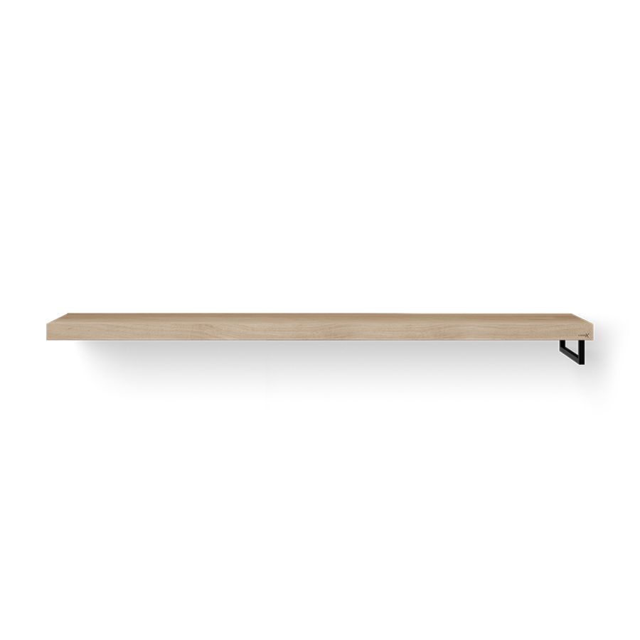 Wastafelblad Base Wood eiken 200cm zwart 1x handdoekbeugel RE.