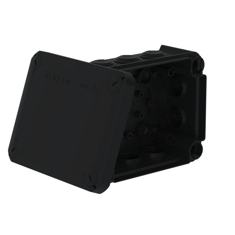 Junction box with entries 150x116x67 polypr. zwart