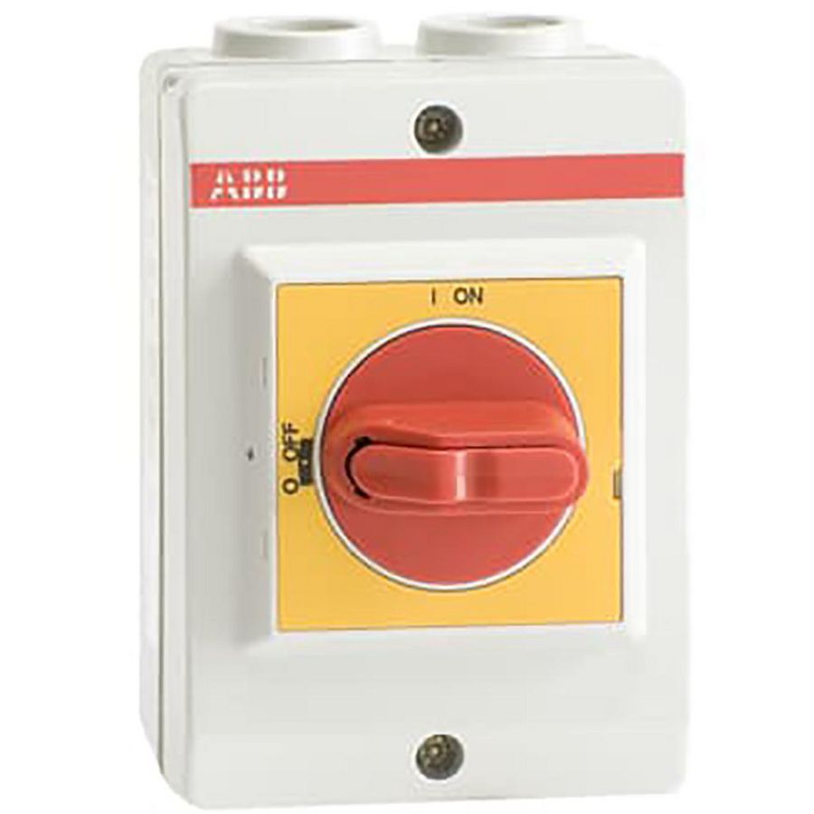 Lastscheider 3P 16A 2xM20 rood/geel knop
