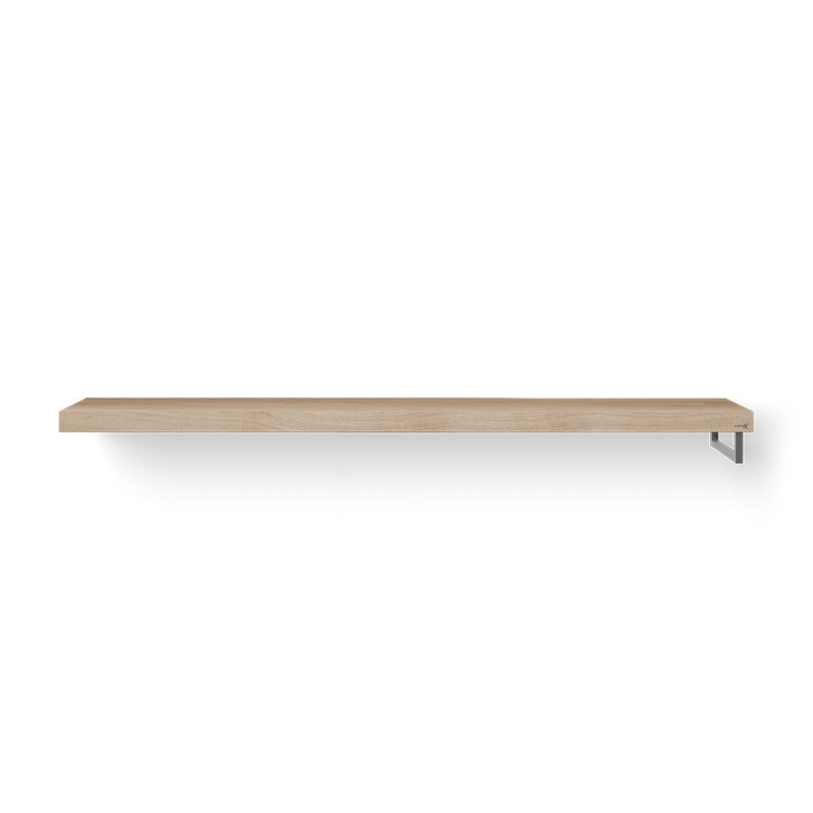 Wastafelblad Base Wood eiken 200cm RVS 1x handdoekbeugel RE.